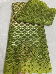 African Guipure Cord Lace Fabric 2024 High Quality Nigerian Water Souble Sequins Net Lace Fabric 5 Yards For Sew Party Dresses