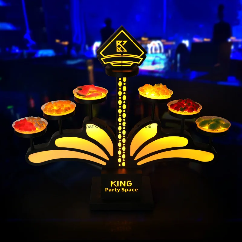 

Bar luminous fruit plate lotus flower flower blooming rich fruit plate rack led creative multi-layer party club fruit plate