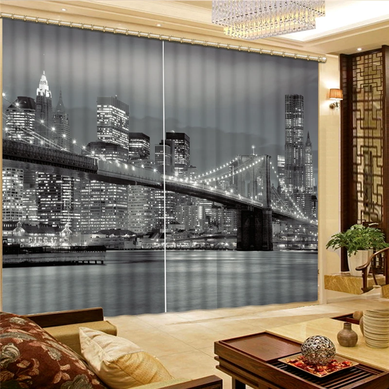 sunshade curtain New York night city curtains View Window Curtain For Living Room Kids Bedroom Bathroom Kicthen Door Home Decor