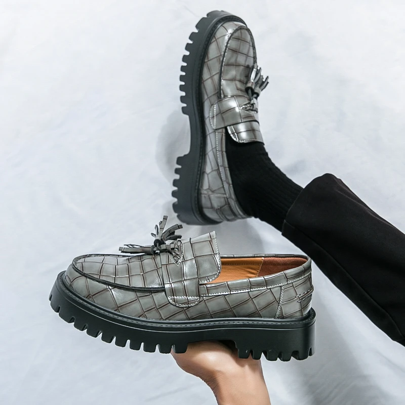 

Мужские повседневные лоферы в британском стиле, для вечеринок, работы или офиса, больших размеров, классические, на толстой подошве, новые.