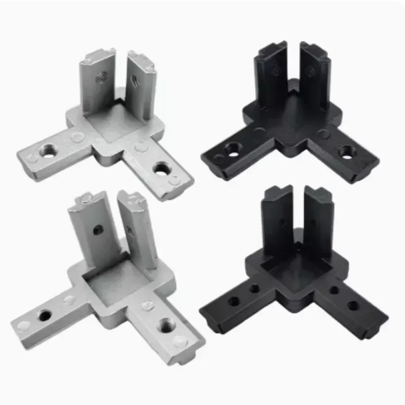 4pcs 3 Way End Angle Bracket Connectors For Europe Standard Aluminium Extrusion Profile 2020 Series Socket 6mm With Screws