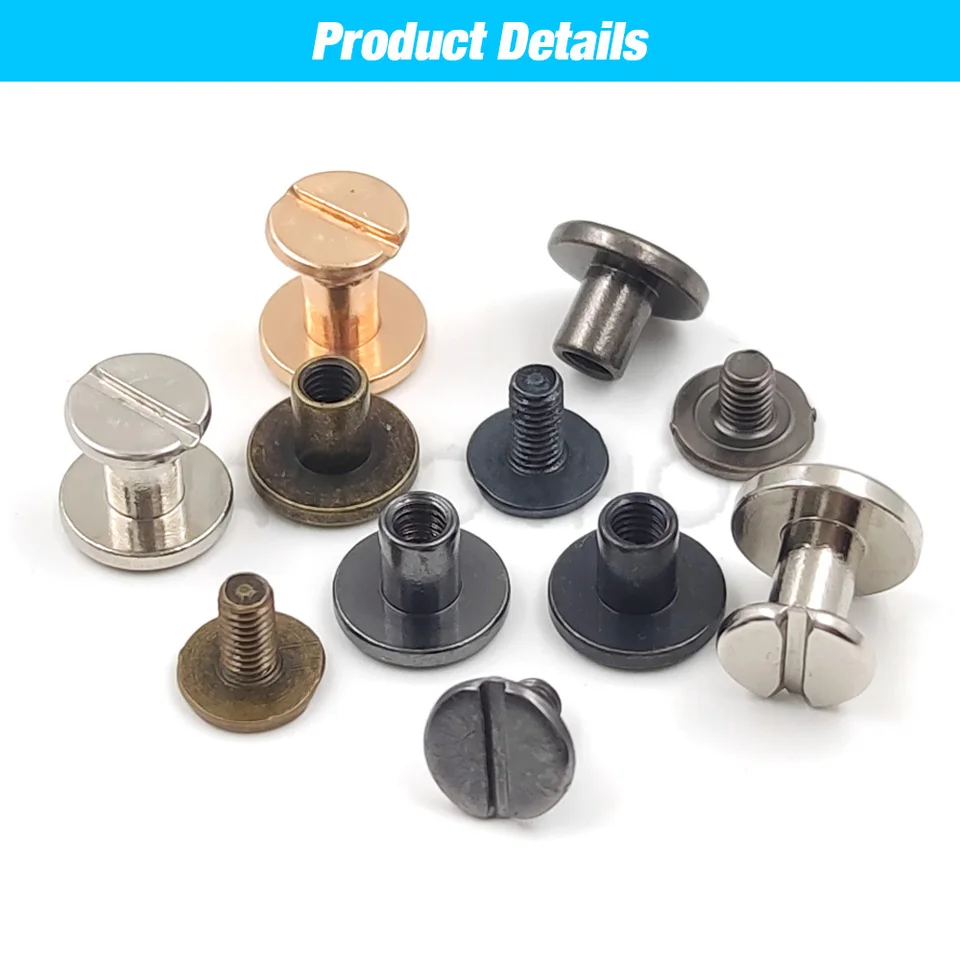 Uonlytech 10-Piece Round Flat Head Binding Screws – Gold Tone For Notebooks, Wallet Repair, And Leathercraft