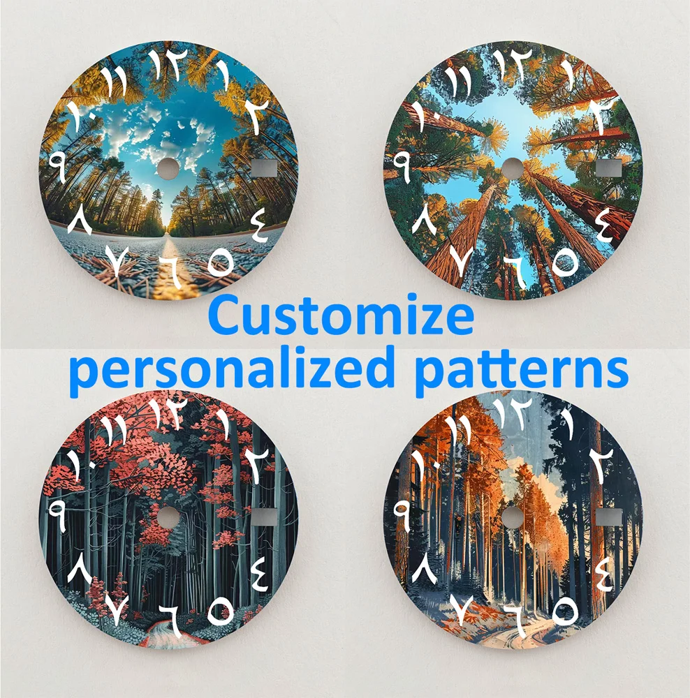 Esfera NH35 de bosque Natural, esfera de números arábigos de 28,5mm, esfera NH36 compatible con piezas de reloj de movimiento NH35/36, logotipo personalizado de repuesto