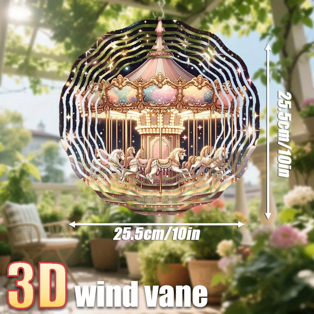 CIFBUY Dreamy Starry Night Carousel Aluminum Wall Art Waterproof Durable Metal Wind Chime Decor for Living Room Bedroom Patio