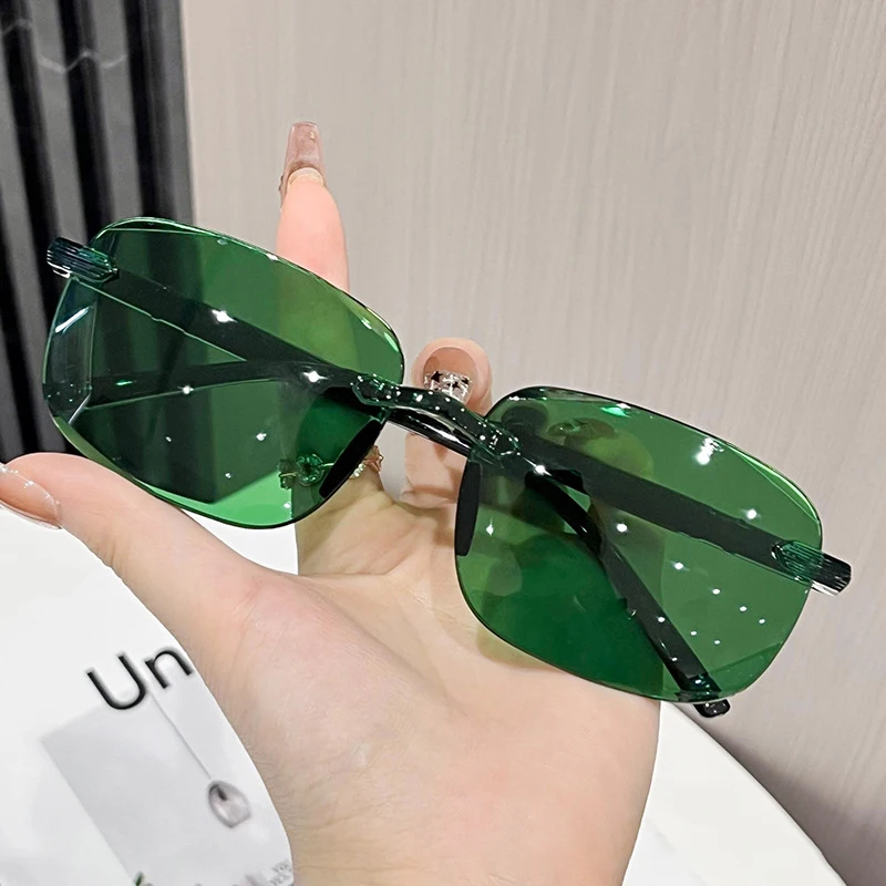 Rimless Stylish Trendy Sunglasses Minimalist Daily Casual Sun Glasses Accessory PC Everyday Eyewear view 5