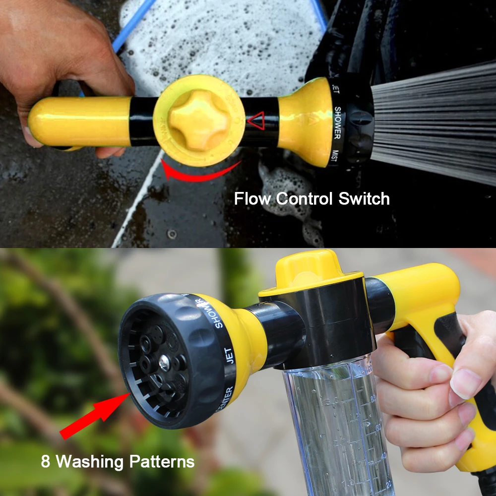 Water Gun Portable Auto Foam Lance Nozzle Jet Wash Tools Cleaning Tool 3 Grades Adjustable Car Washer Sprayer High Pressure