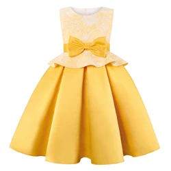 Summer children's dress Bow Princess Cute dress Flower child wedding host show evening dress