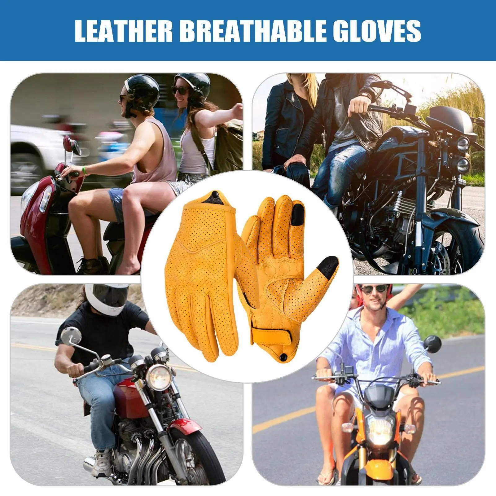 

For Motorcycle Motorcycle Riding Gloves Touch Screen Breathable Adjustable Anti-Drop Outdoor Cycling Motorcycle Gloves For City