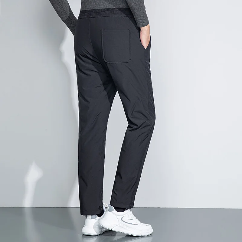 Pantalones ligeros y cálidos y cómodos de plumas de ganso para hombre, pantalones resistentes al viento y al frío, ropa térmica de ocio para invierno