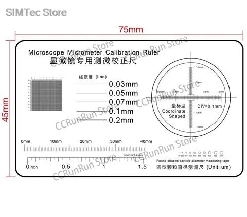 10pcs Microscope Micrometer Calibration Film Ruler Grid Reticule Stains Dot Gauge Plastic Ruler Radius Area Diameter Measuring
