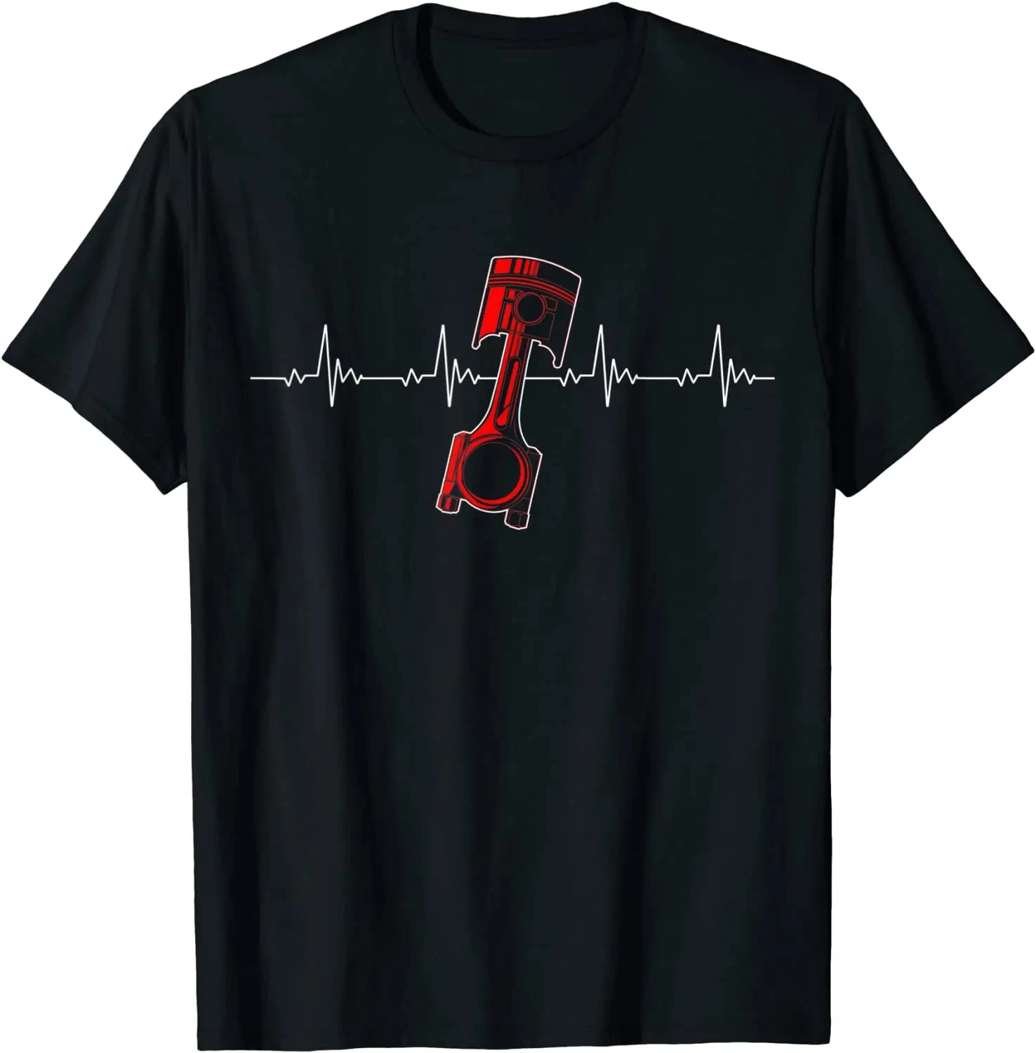 Mechanical Piston Heartbeat Car Mechanic Gift, T-shirt for Drag Racers Womens Top Fashion Designer Personalized T-shirt.Y2K