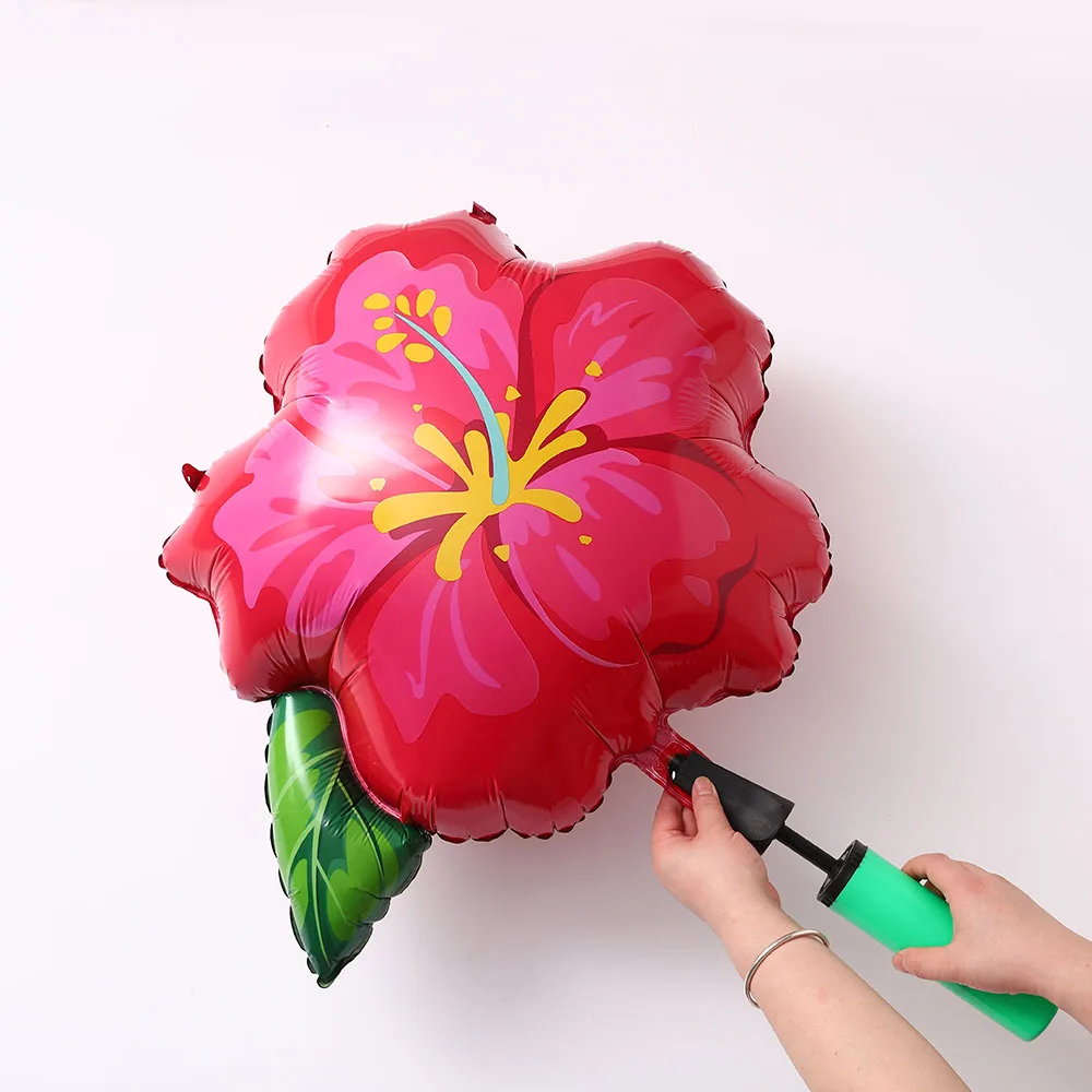 1/2 Stück Sommer-Hibiskus-Blumenballons, roter Hibiskus-Blumen-Folienballon, hawaiianische Geburtstags- und Hochzeitsparty-Dekoration, Baby-Shower-Zubehör – Detail 7