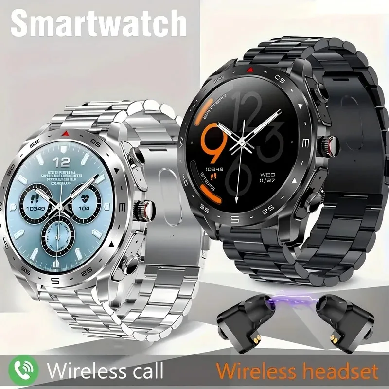 2025 nuevo reloj inteligente TWS dos en uno auricular Bluetooth Smartwatch llamada de voz Control de música Monitor de salud reloj deportivo hombres mujeres