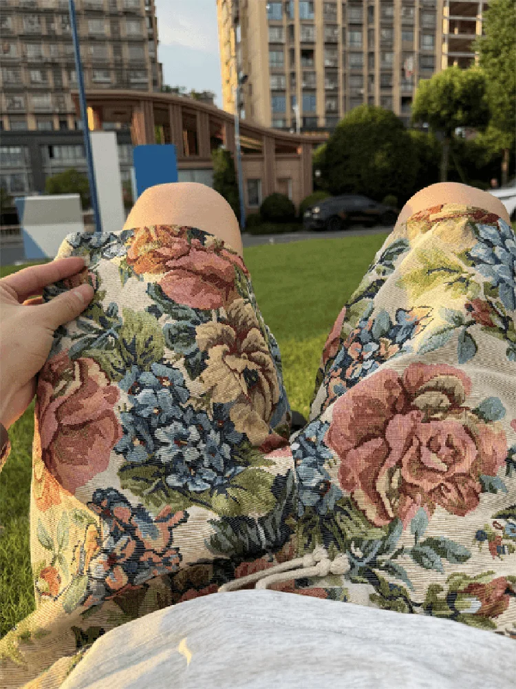 

Hawaii Floral Knitted Men's Shorts Summer Trendy Design Beach Pants American Retro Loose Five-Quarter Length Casual Pants