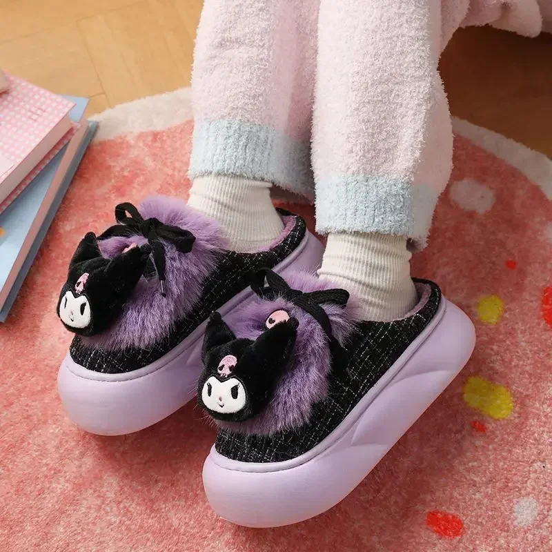 

Cinnamoroll Anime Hello Kitty Cotton Slippers Cute Sanrio Ins Kawaii Kuromi Indoor Home Fleece Slippers Gifts for Girls