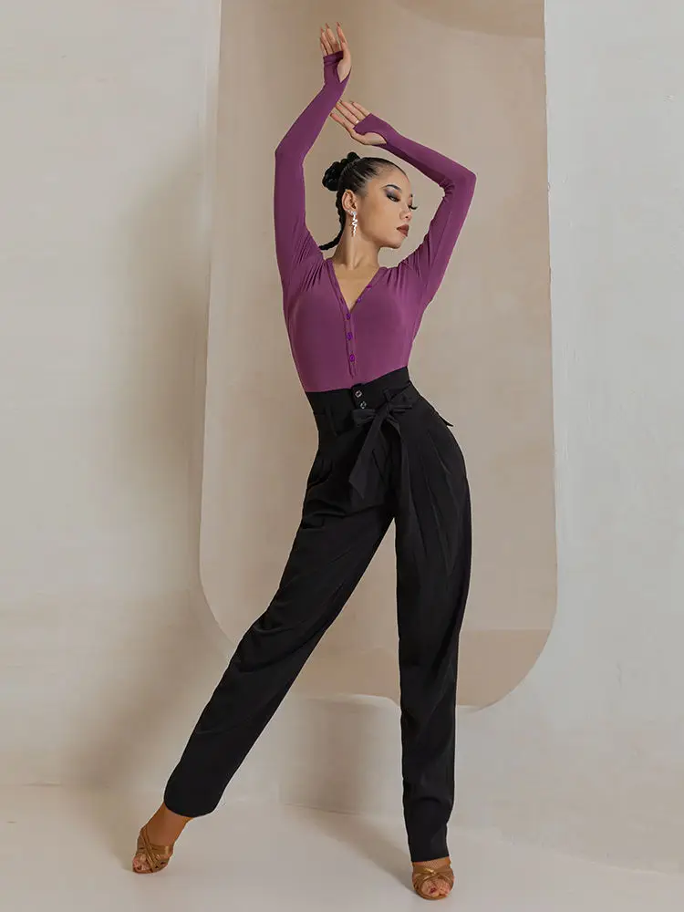 Completo da ballo latino professionale completo da allenamento pantaloni nuovi pantaloni lunghi da donna fasciatura a vita alta Costume per adulti vestiti da Tango