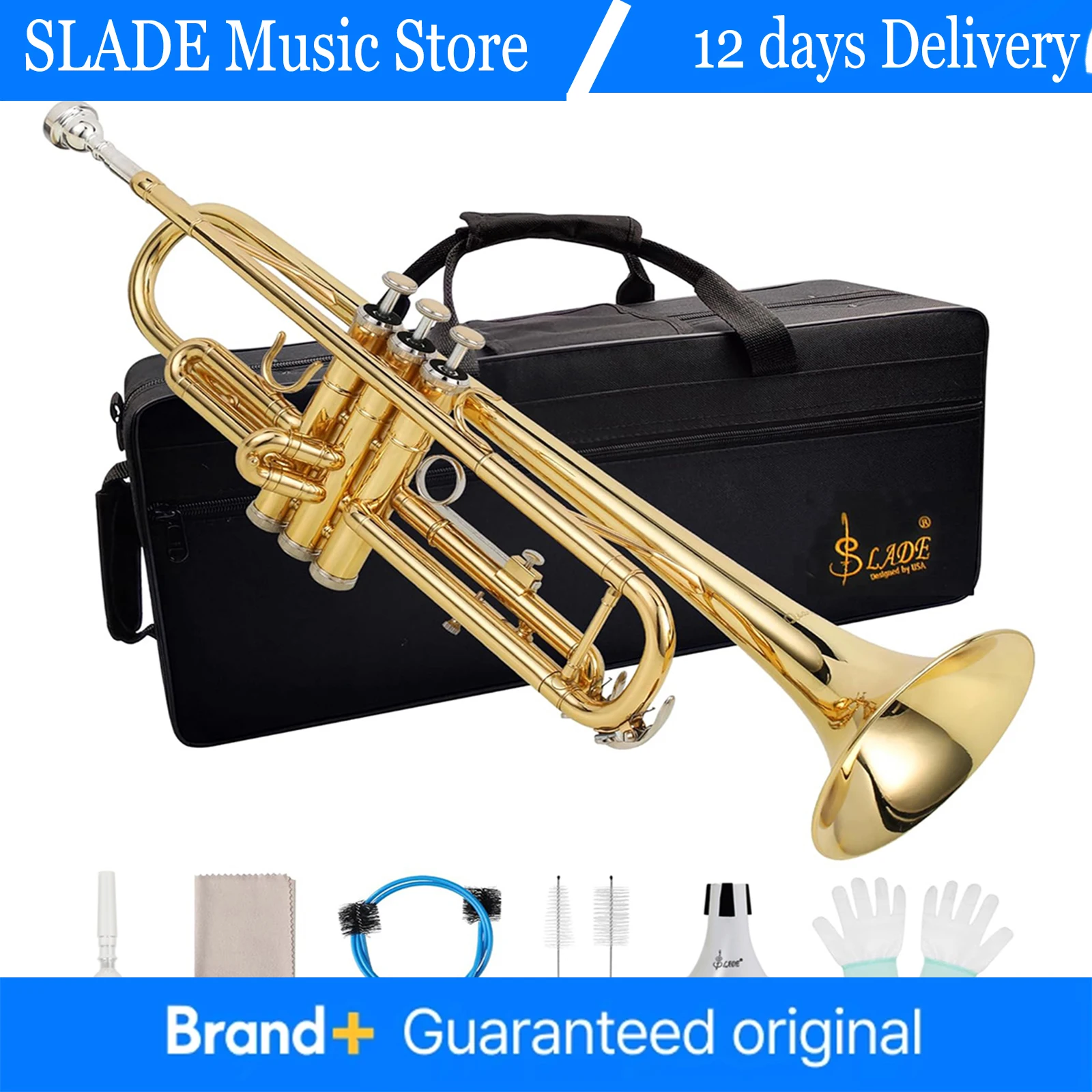 

Труба Bb, духовой инструмент, стандартный набор латунных труб, профессиональная труба с коробкой, набор деталей и аксессуаров для выдувания рта 7C