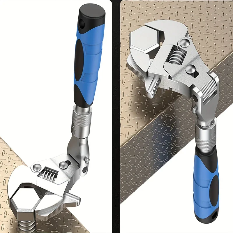 Adjustable Torque Wrench 180 Degree Folding Ratchet Crescent Wide Jaw Wrenches Household Pulley Wrench 5 In 1 Spanner 10