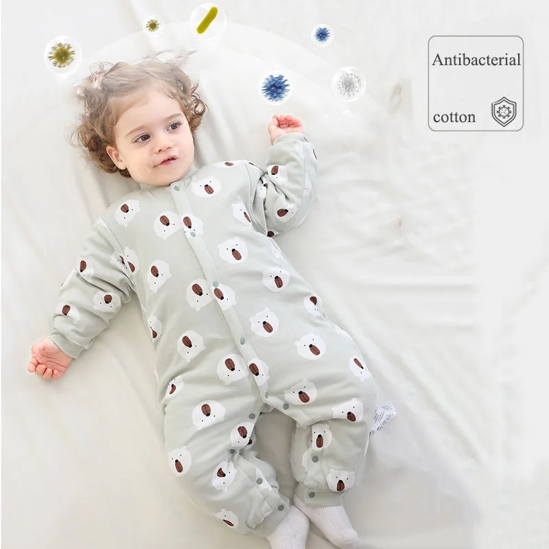 

Baby Pure Cotton jumpsuit pajamas Toddler Cute Print Homewear Intelligent temperature control Sleeping bag Bodysuit 0-18M