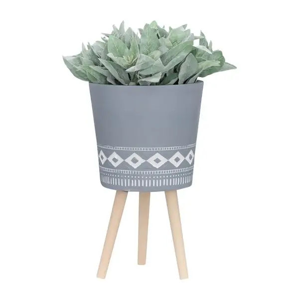 S/2 10/12' PLANTER DIAMOND COM LEGAS DE LANA, GRIS (KD)