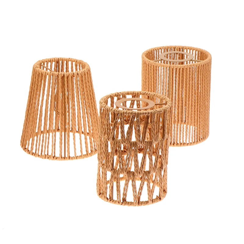 

1 Piece Vintage Hanging Lampshade Handmade Woven Lamp Shade For Living Room Bedroom Hotel Simulated Rattan Light Fixture