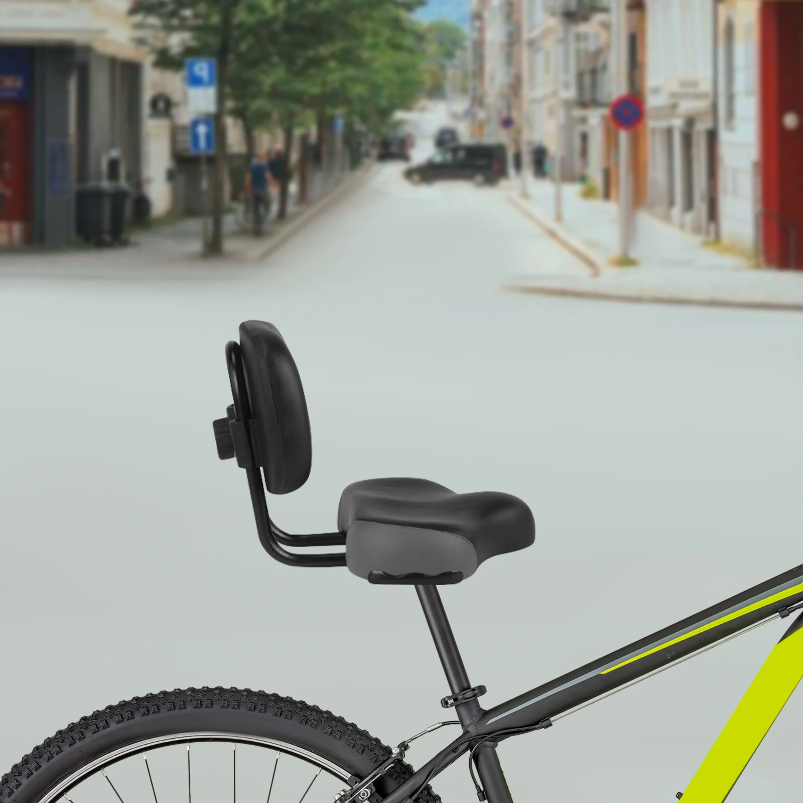 مقعد دراجة مريح مع مسند ظهر قابل للتعديل ووسادة من البولي يوريثان وإطار فولاذي عالي الكربون - سرج بديل لدراجة ثلاثية العجلات للبالغين