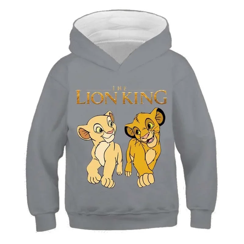 2022 New The Lion King Hoodies Boys Girls 2-16 Years Clothes Cotton Long Sleeeve Sweatshirts Cartoon Simba Casual Hooded Tops