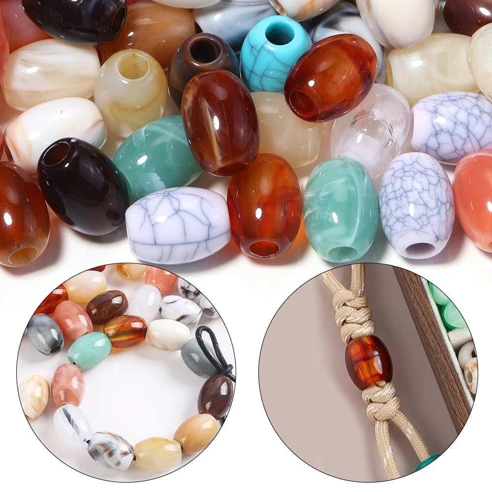 30 Stück zweifarbige ovale Acrylperlen in Fassform mit großem Loch, lose Abstandsperlen für die Schmuckherstellung, Armbänder, Schlüsselanhänger und Zubehör. – Detail 3