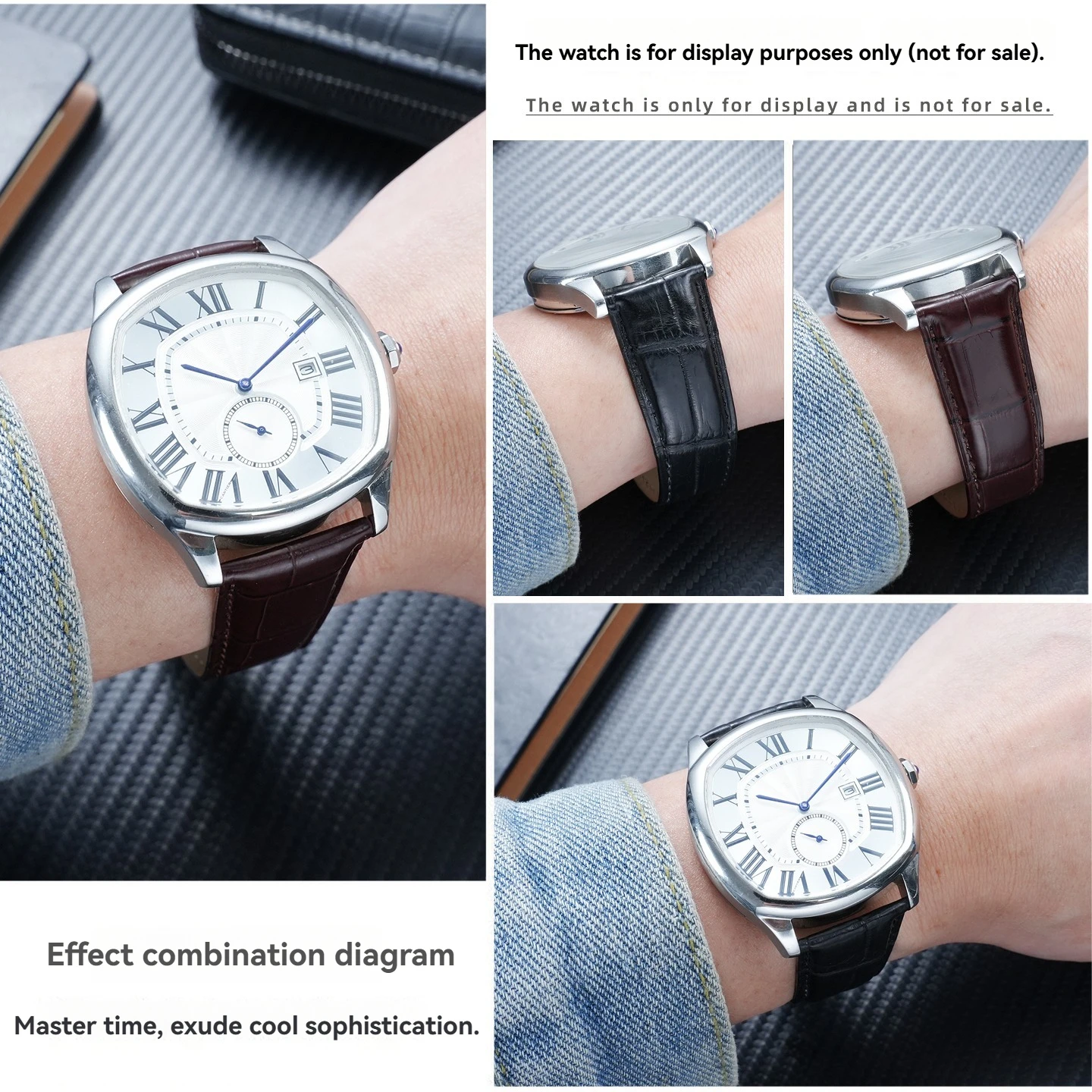Suitable for Cartier Tank Sandusky Little Cheetah London solo key crocodile leather leather watchband accessories