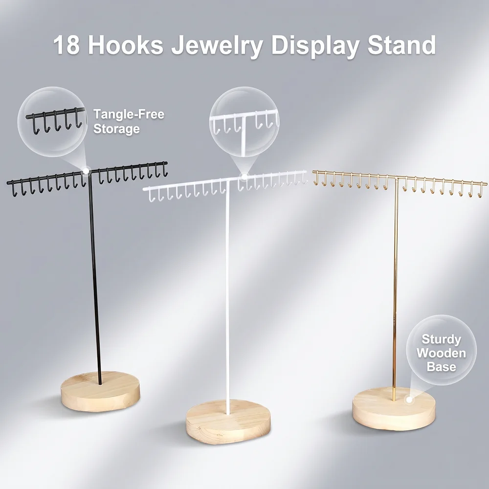 

18 Hooks Necklace Storage Rack,Jewelry Organizers Stand Space Saving Necklace and Bracelet Holder Fashionable Home Accessory