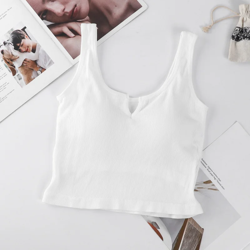 Débardeur de sport sans couture pour femmes, sous-vêtements sans fil, soutien-gorge rembourré, Bralette, décolleté en v profond