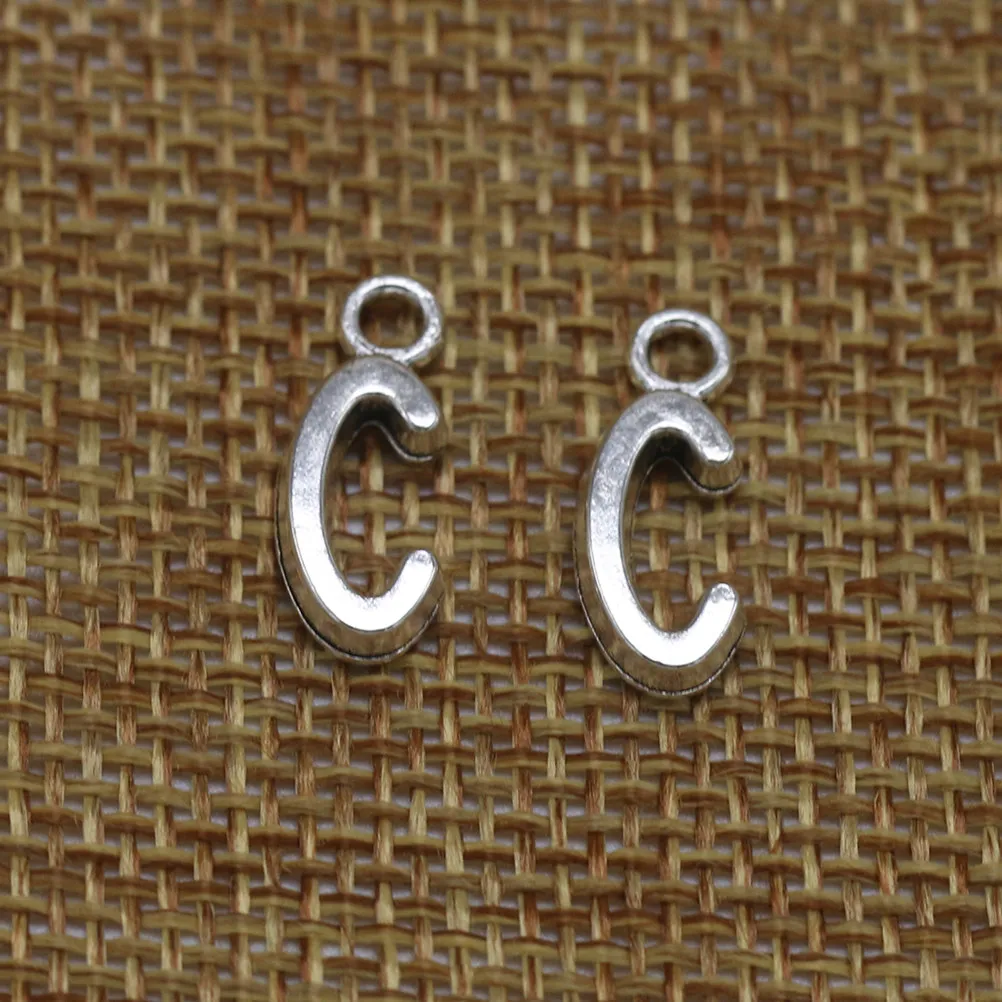 50 Pcs Necklace Diy Alphabet Charms Craft Making Letter for Blind Alloy Pendant Engravable Metal Small Silver