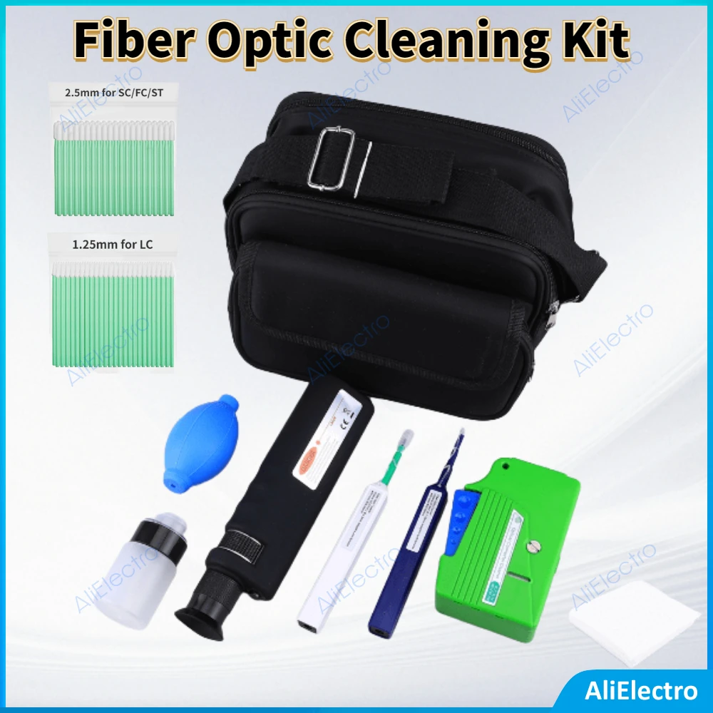 FTTH Fiber Optic Cleaning Kit Fiber Cleaning Cassette for FC SC ST LC MU Connectors Microscope 400 Times Fiber cleaning tool