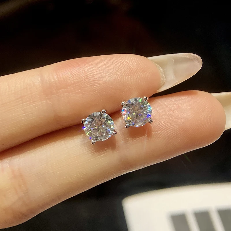 

GRA 1CT D Color Lacework Four Prong Moissanite Diamond Stud Earrings For Women Real 925 Sterling Silver Wedding Luxury Jewelry