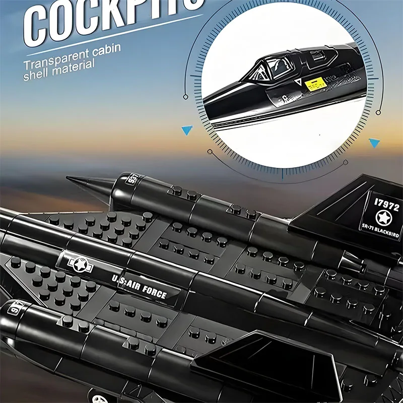 Vliegtuigen Bouwstenen Militaire Technische Star-Gevechtsvliegtuigen SR71 Blackbird Stealth Supersonische US Fighter Model Baksteen Speelgoed
