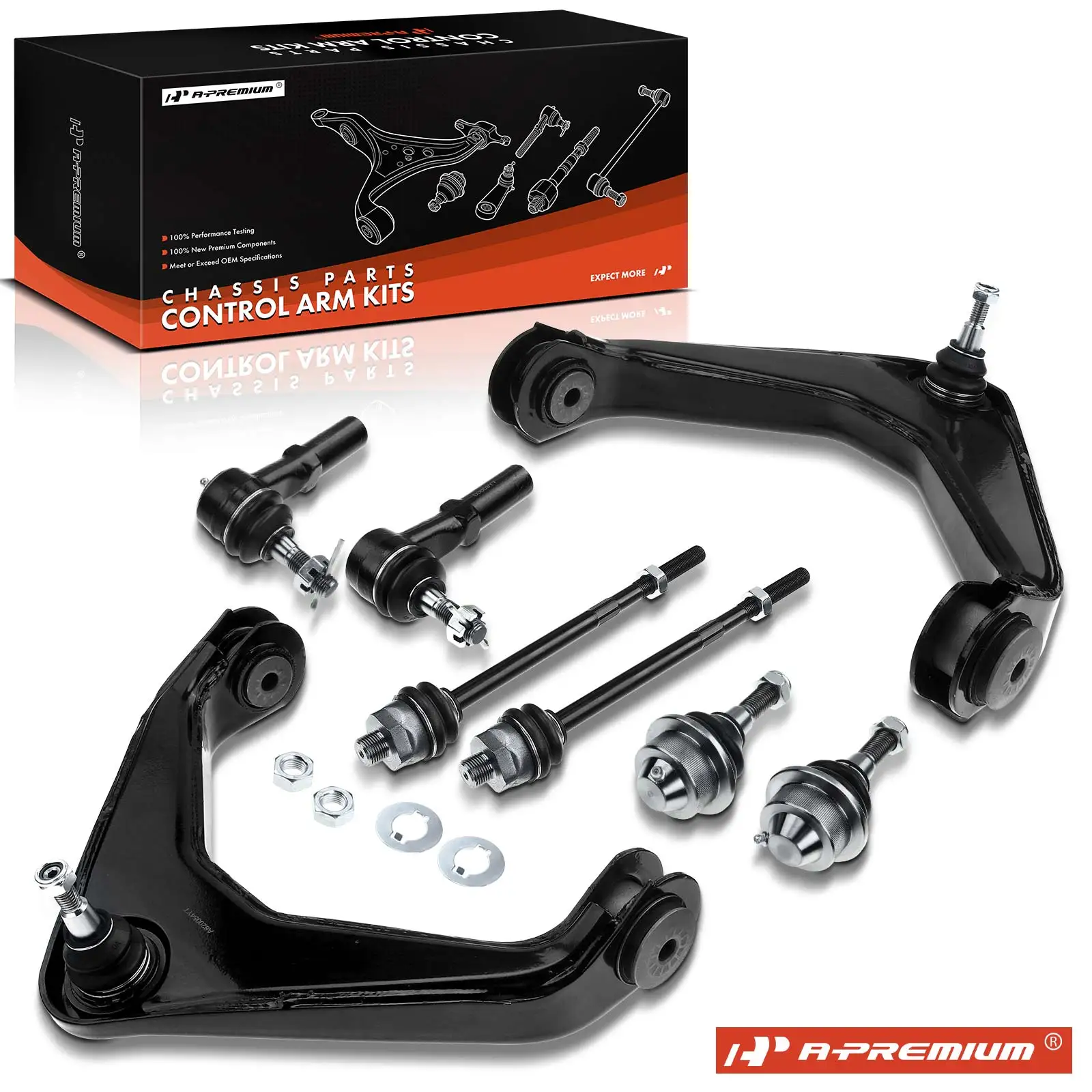 A-Premium 8x Front Control Arm with Ball Joint Tie Rod End for Chevrolet Silverado 2500 01-04 Silverado 3500 Suburban 2500 01-10
