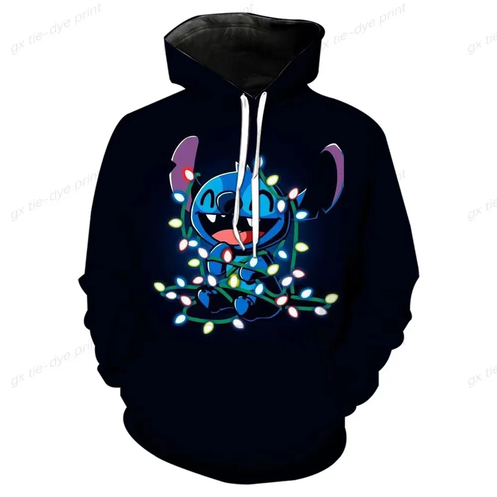 2024 Disney Hoodie Fashion Stitch Angel Monster Pocket Sweatshirt Pullover Cute hoodies girls Women\'s Sweatshirt Cartoon Top y2k