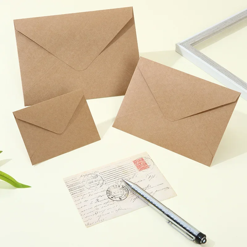 50pcs/lot Kraft Paper Envelope 140g Paper Postcards for Wedding Invitation 11x8cm Mini Envelopes Business Supplies Stationery