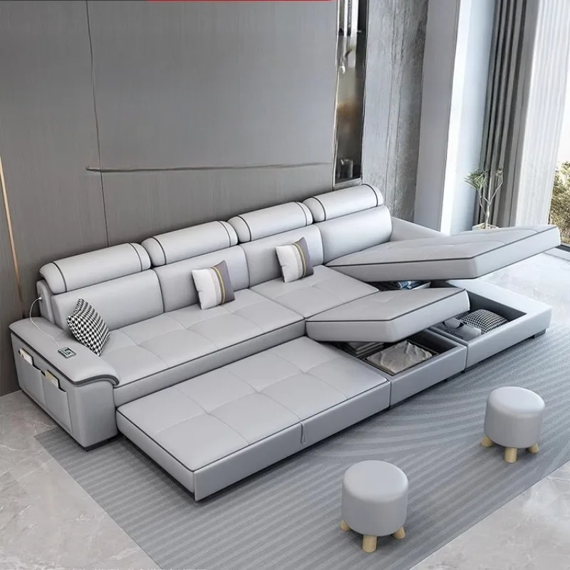 

Design Double Sofa Genuine Leather Sectional Living Room Sofas Convertible Armchair Woonkamer Banken House Accessories