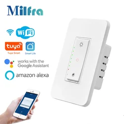 3 Way US WiFi Dimmer Switch Smart LED Light 110V Dimmable Switches Netural Wire Required Remote Control For Alexa Google Home