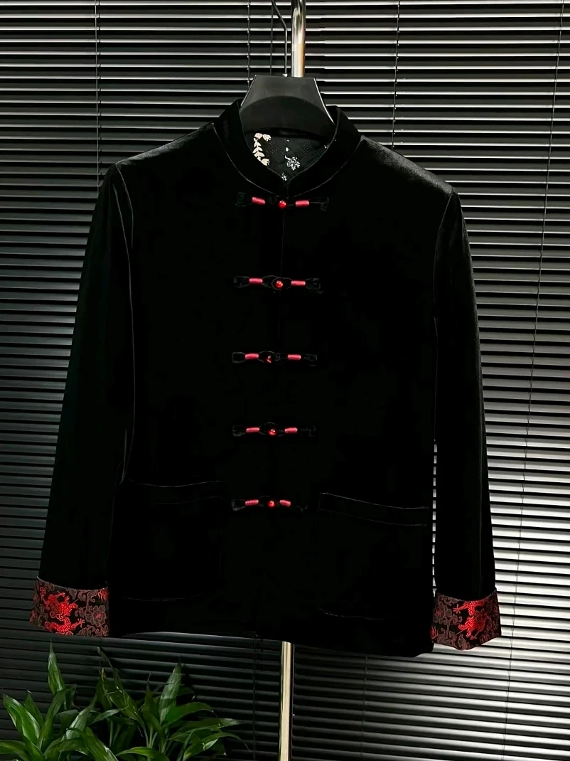 

Новая мужская демисезонная куртка-танк с пуговицами-дисковыми застежками в национальном стиле, модная, повседневная, однотонная