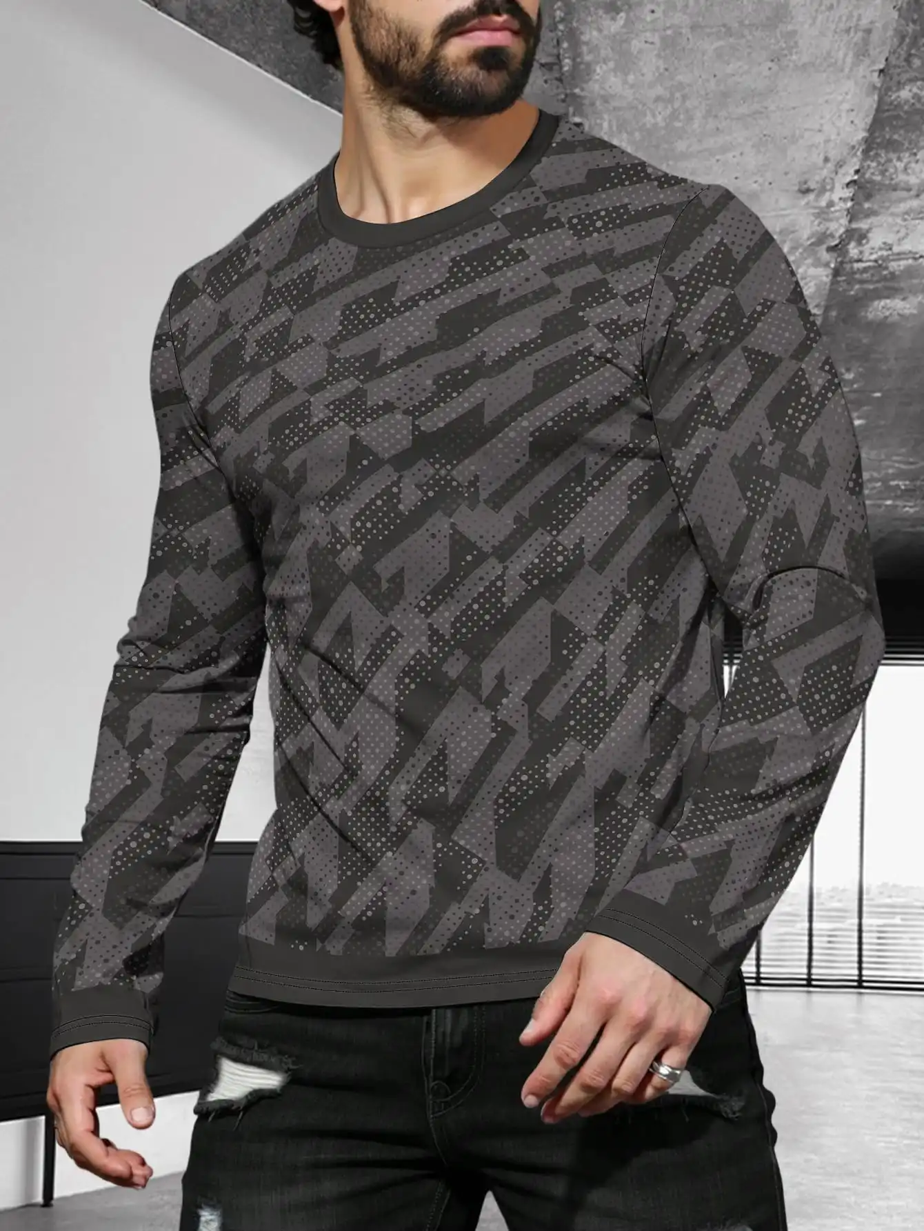 

Handsome Retro T Shirts For Men Fashion Casual 3D Print T Shirt Long Sleeve Spring And Summer Simplicity Breathable Lightweight