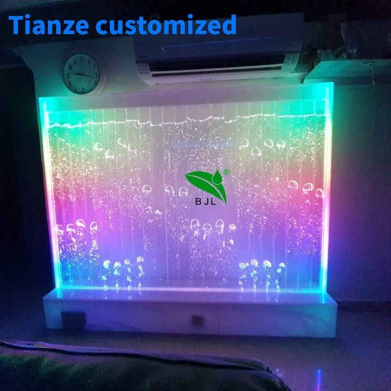 

(Customized) customized made indoor decoration water features LED acrylic wedding color changing led movable water bubble wall b