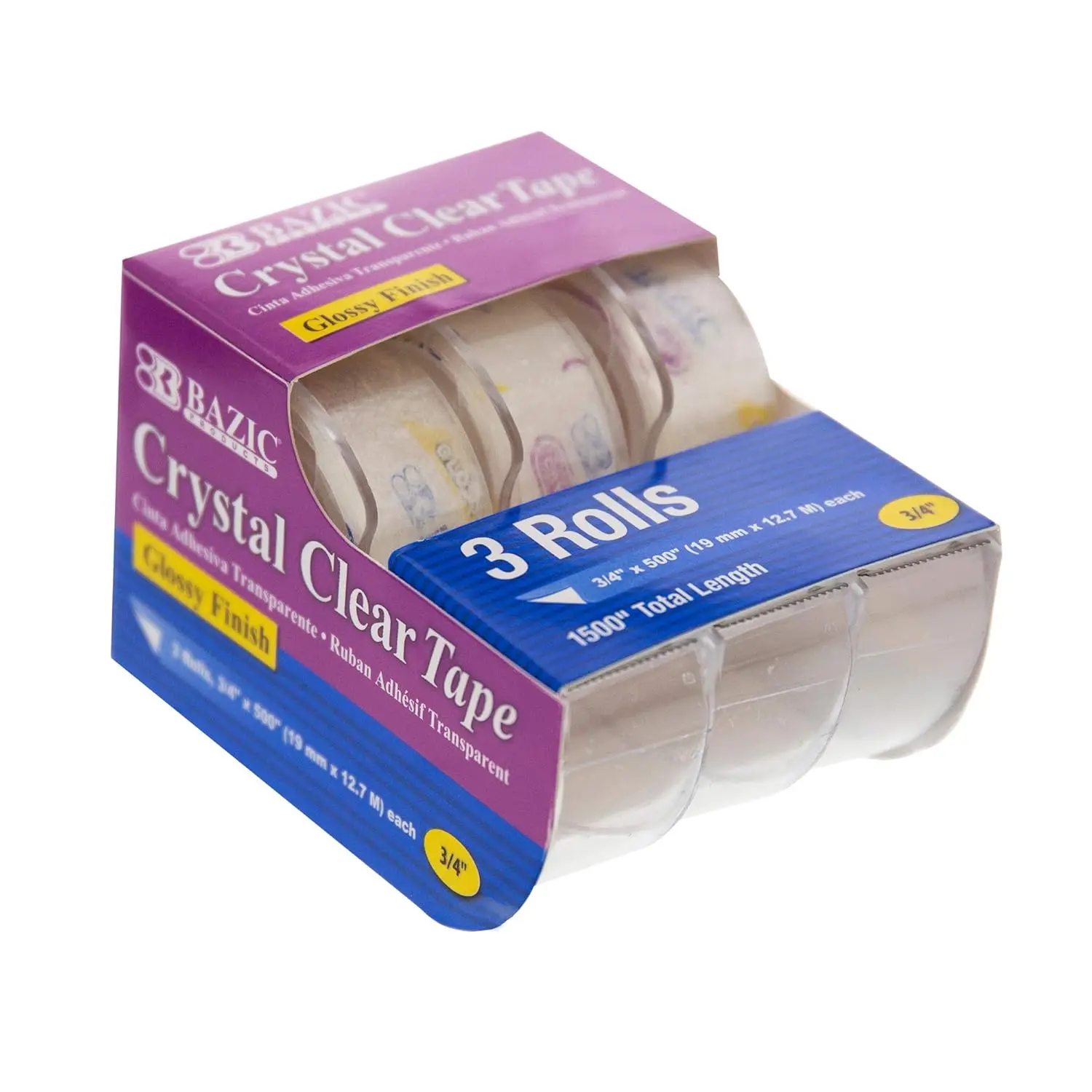 

Clear Tape 3 Rolls 0.75x250 Inches Each for Gift Wrap Paper Repairs and Display Work