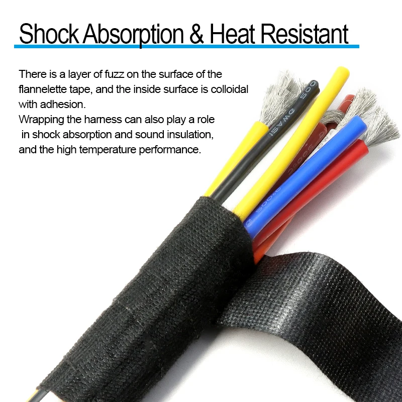 9 ~ 50mm Electrical Tape Heat-resistant Harness Bundle Insulation Auto Wiring Fabric Cloth Wrap Cable Organizer Adhesive Tapes