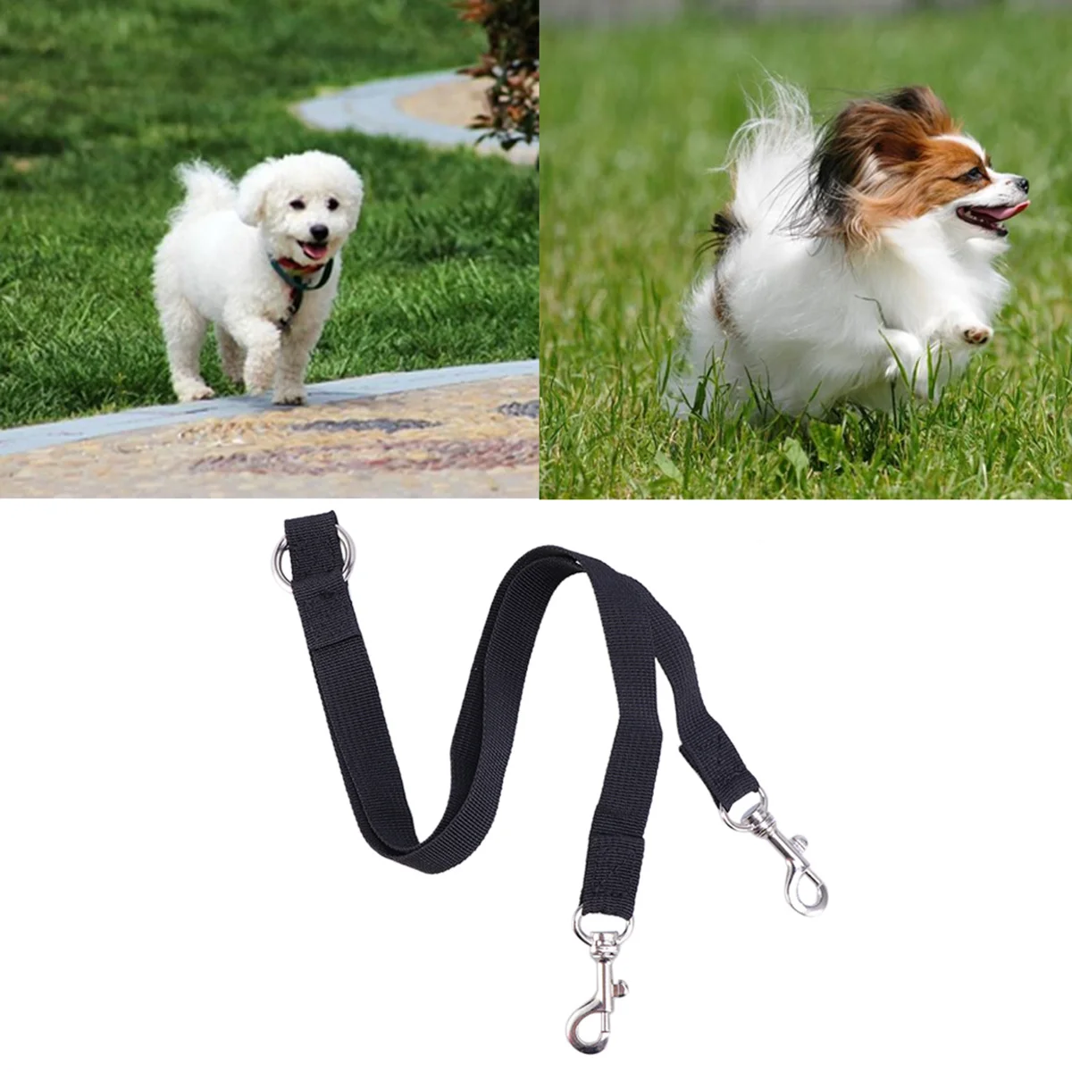 

Dual Double Dog Leash Coupler Adjustable Splitter Lead 1 Inch Wide Nylon Straps Super Strong Webbing for Small Medium Large Dogs