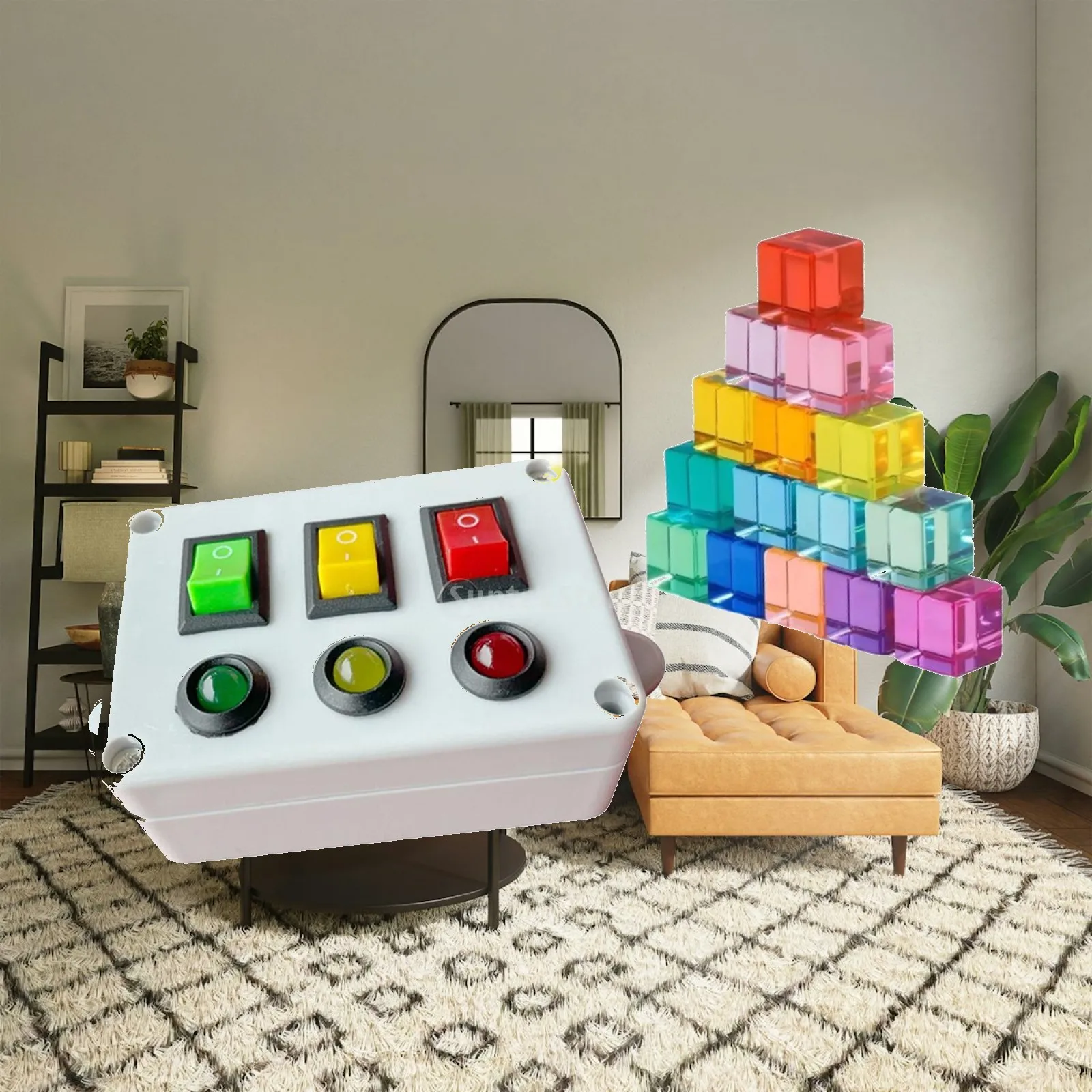 レインボーキューブ-ビルディングブロックセット-教育用ビジーボード-インタラクティブおもちゃ-子供の早期学習遊び用