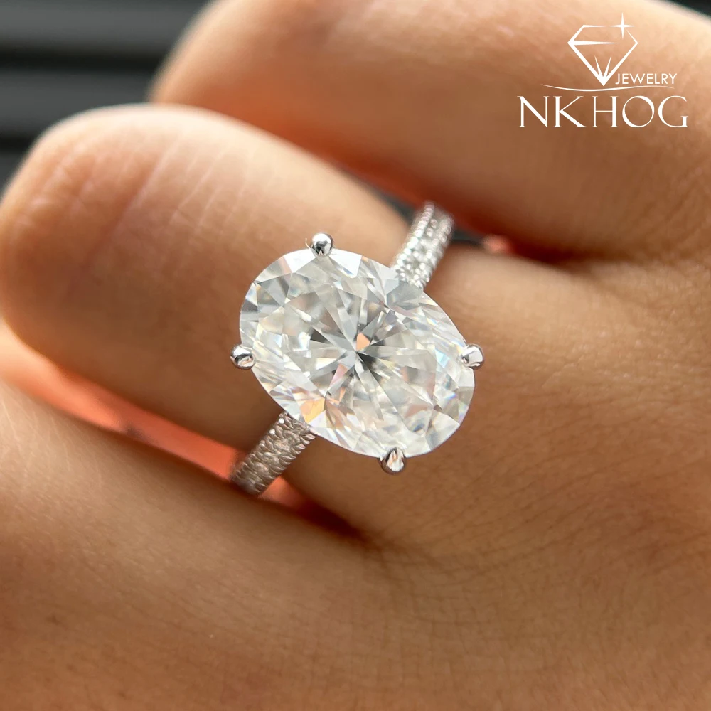 

NKHOG 8CT кольца овальной огранки с муассанитом для женщин, стерлинговое серебро 925 пробы, роскошное обручальное кольцо с бриллиантами в лаборатории, сертификат ювелирных изделий
