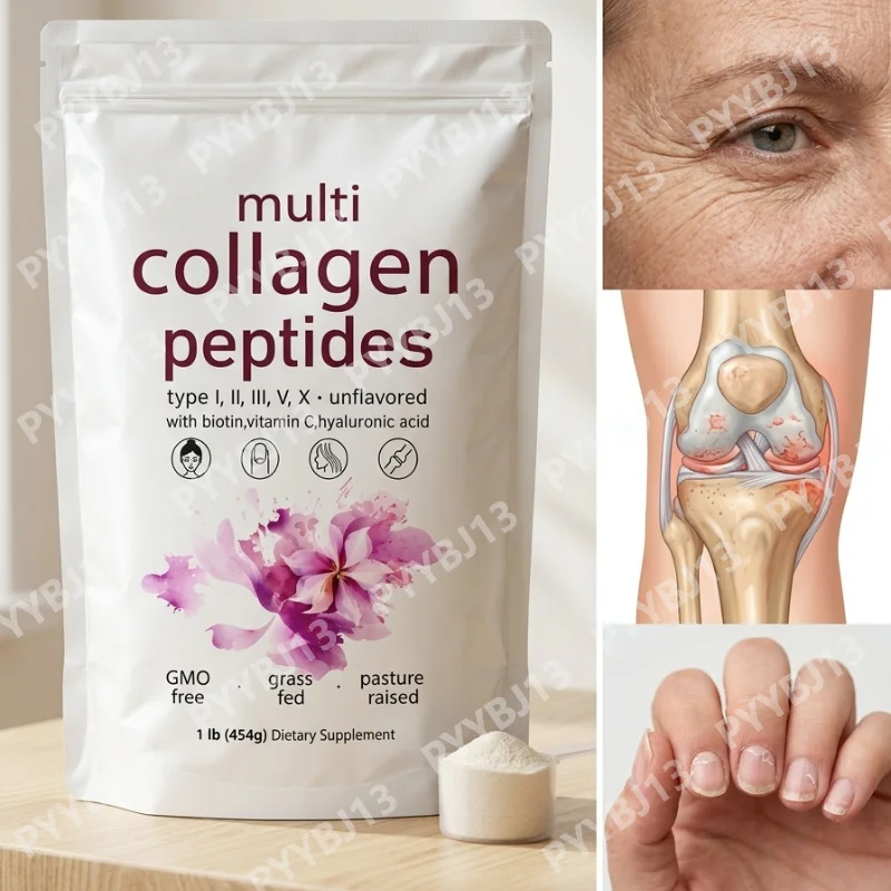 Collagen Peptides Powder Hydrolyzed Multi Collagen with Vitamin C and Biotin Daily Skin Hair Nail Support Nutritional Supplement