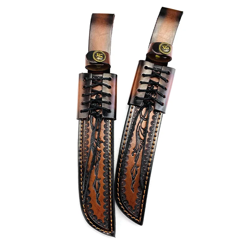 WW style The Scabbard of A Straight Knife Full Grain Leather Cover Embossed Design Multifunctional Material Replacement Parts